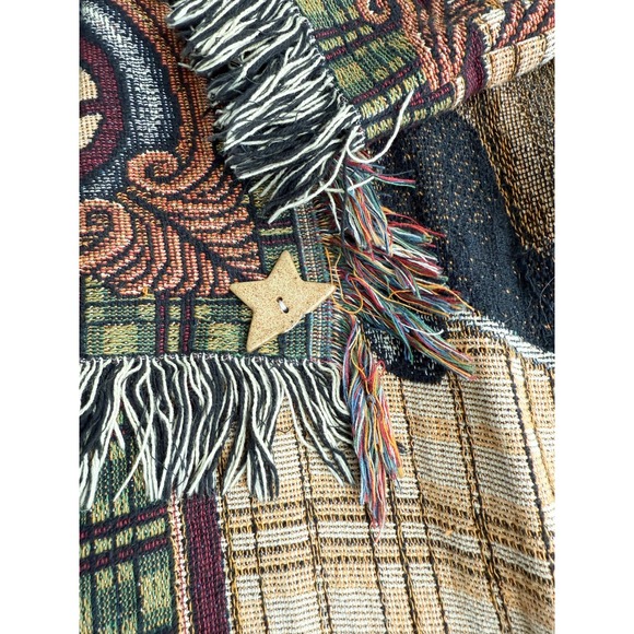 vtg antique car pattern woven tapestry blanket jacket coat - Picture 5 of 6